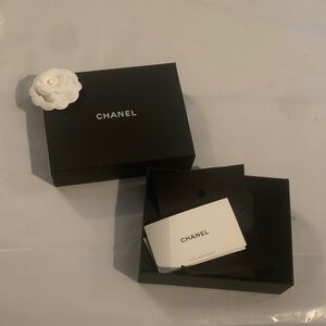 CHANEL Black Box with White Camellia and Branded Card